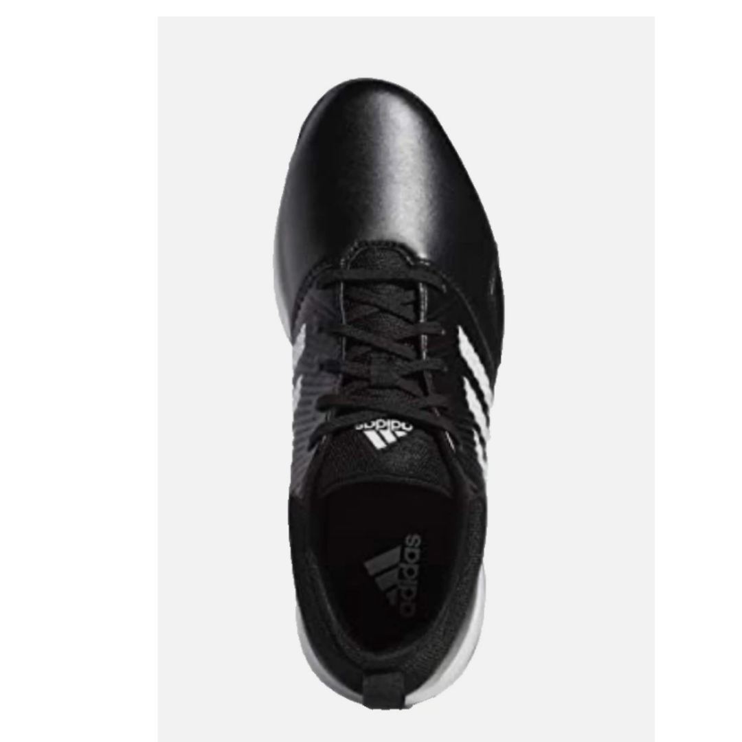 Black Adidas shoe on a white background
