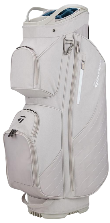 White golf bag with a visible brand logo on a white background