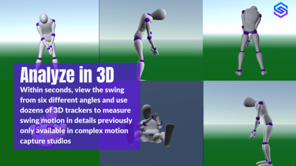 Sportsbox 3D Golf - Six different angles with 3D trackers to measure swing motion 